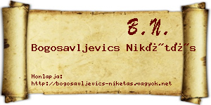 Bogosavljevics Nikétás névjegykártya